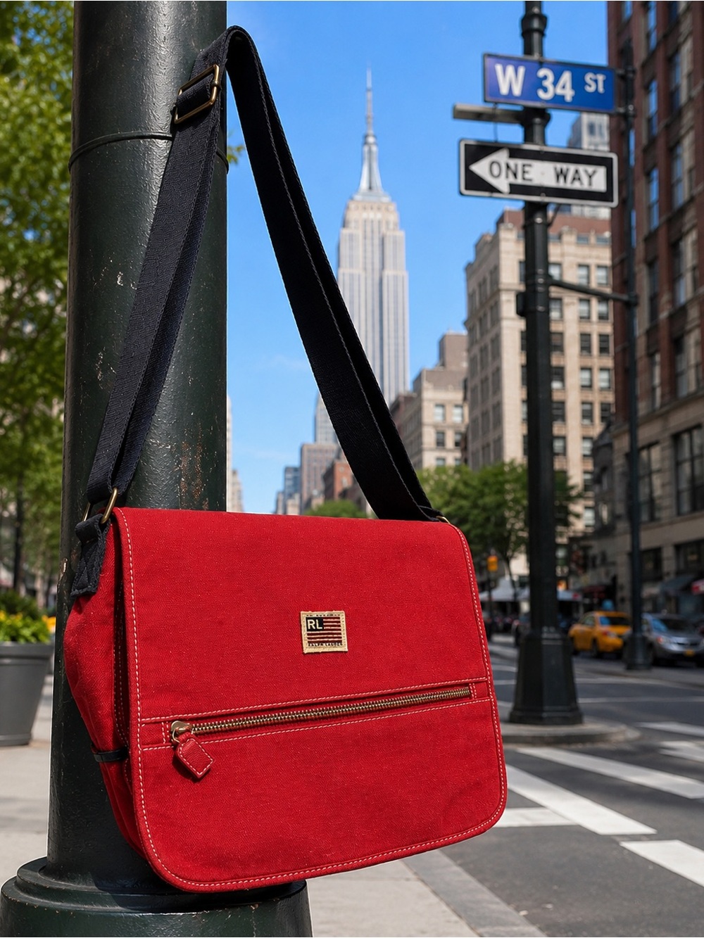 Vintage Ralph Lauren Red Canvas Messenger Bag